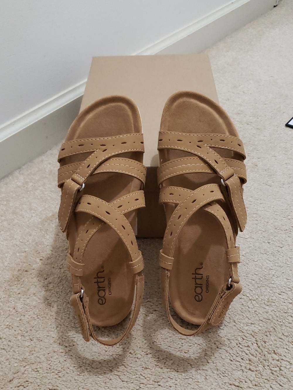 Earth Tan Strappy Comfort Sandals